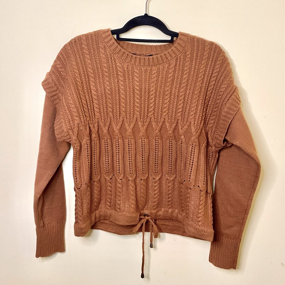 DKNY Sweater Size Large Camel Brown Crewneck Long Sleeve Knit NWT